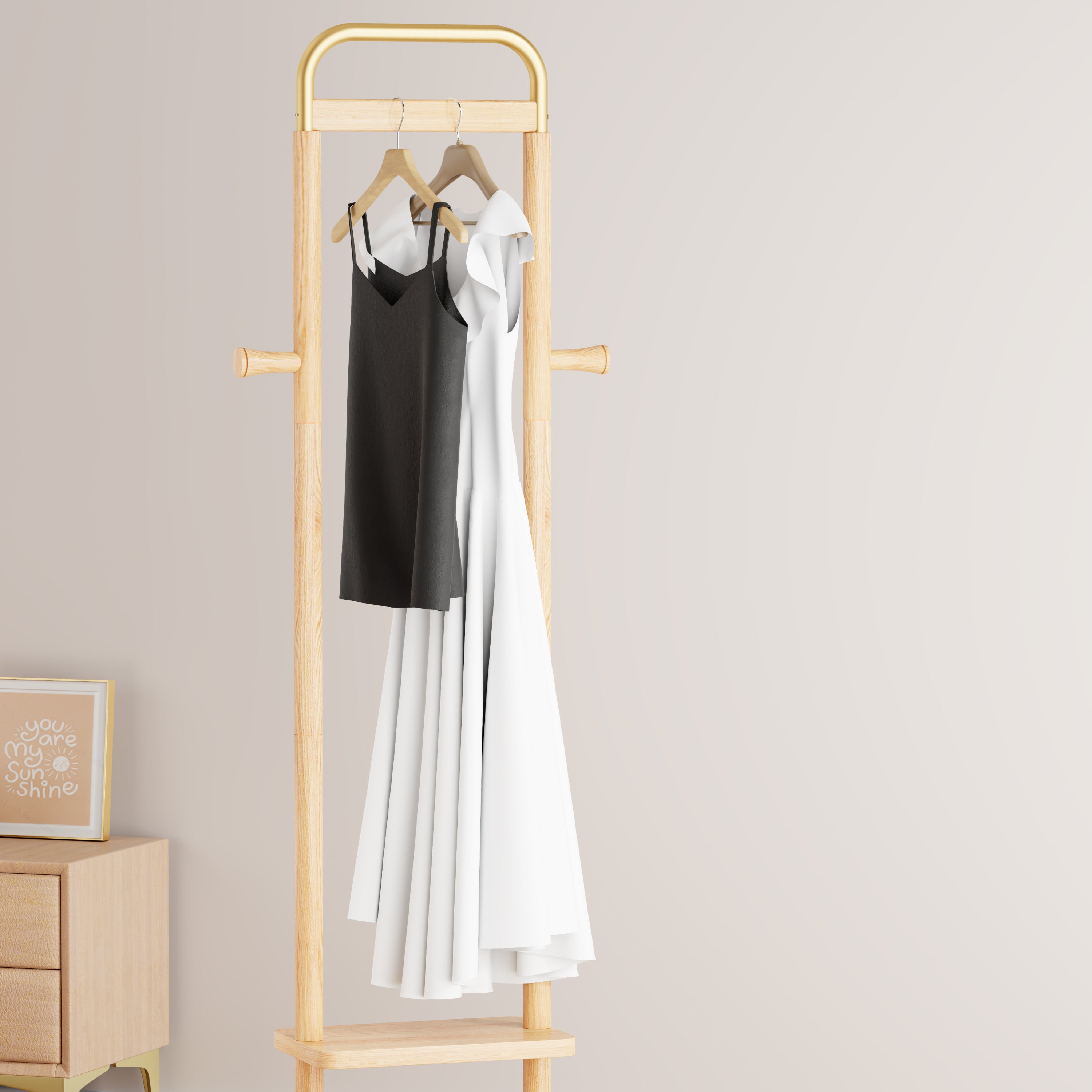 Coat Racks solid wood hanger 15.7* 11.8*71in Solid environmental protection easy to assemble beautiful can be placed in the bedroom/entrance/living room ( wood color) - Grand Goldman Shop