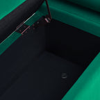 Elegant Upholstered Velvet Storage Bench with Cylindrical Arms and Iron Legs, Green - Grand Goldman Shop