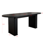 Kitchen extendable dining table for 4-8 people, oval kitchen table with wooden strip base for family living room (black) - Grand Goldman Shop