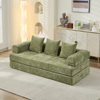 Comfy Convertible Folding Mattress Couch, Floor Sofa Bed, Chenille Floor Sofa with Armrest, Floor Sofa Lounge Couch for Living Room Bedroom Lounge Studio-Green - Grand Goldman Shop
