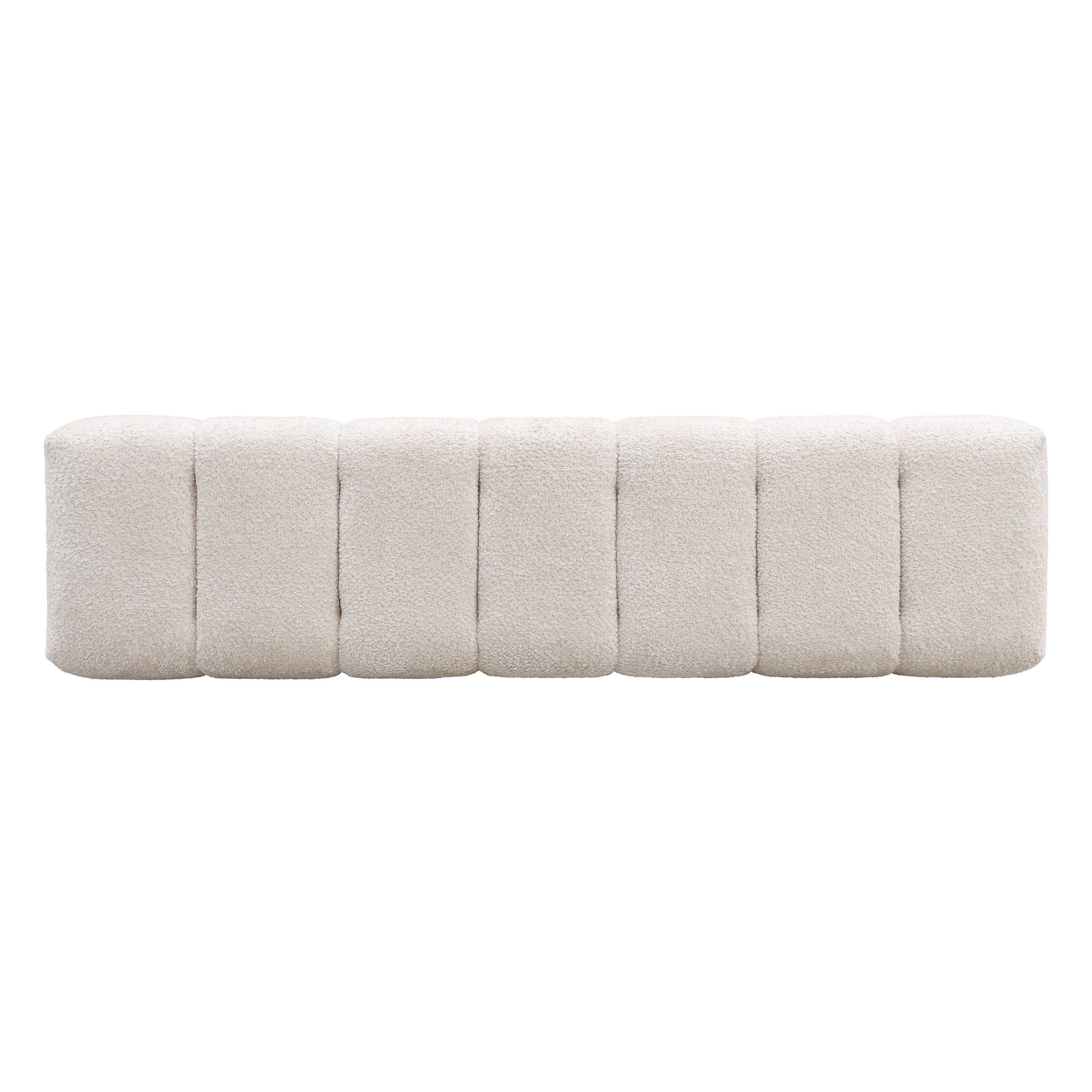 Upholstered Dining Bench for Dining Room, No-Assembly End of Bed Entryway Bench Ottoman for Bedroom Living Room, Beige Faux Fur Fabric Stool Top Wood Leg 300 LBS Weight Capacity - Grand Goldman Shop