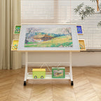 (WHITE) Wooden 1500 Piece Puzzle Table with Drawer, 35'*27.17' Adjustable Puzzle Table, 360° Tilting Puzzle Table with Legs a