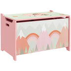 Qaba Toy Box with Lid, Toy Chest Storage Organizer for Bedroom with Safety Hinge, Cute Animal Design, Pink - Grand Goldman