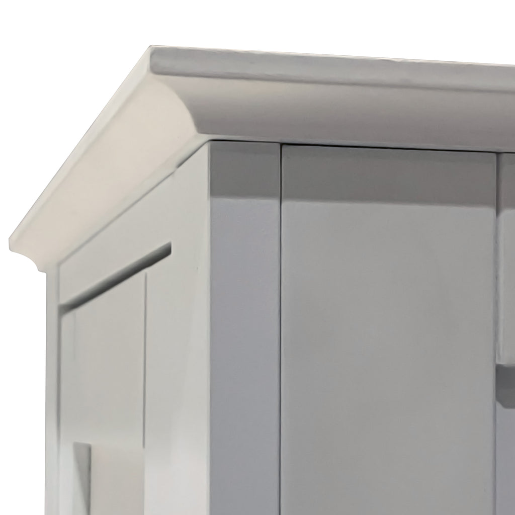 Tall Narrow Tower Freestanding Cabinet with 2 Shutter Doors 5 Tier Shelves for Bathroom, Kitchen ,Living Room ,Storage Cabinet,White - Grand Goldman Shop