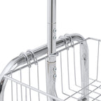Heavy Duty Silver Iron Garment Rack with Basket on Wheels, 47.24 x 15.75 x 66.93 Inches - Grand Goldman Shop
