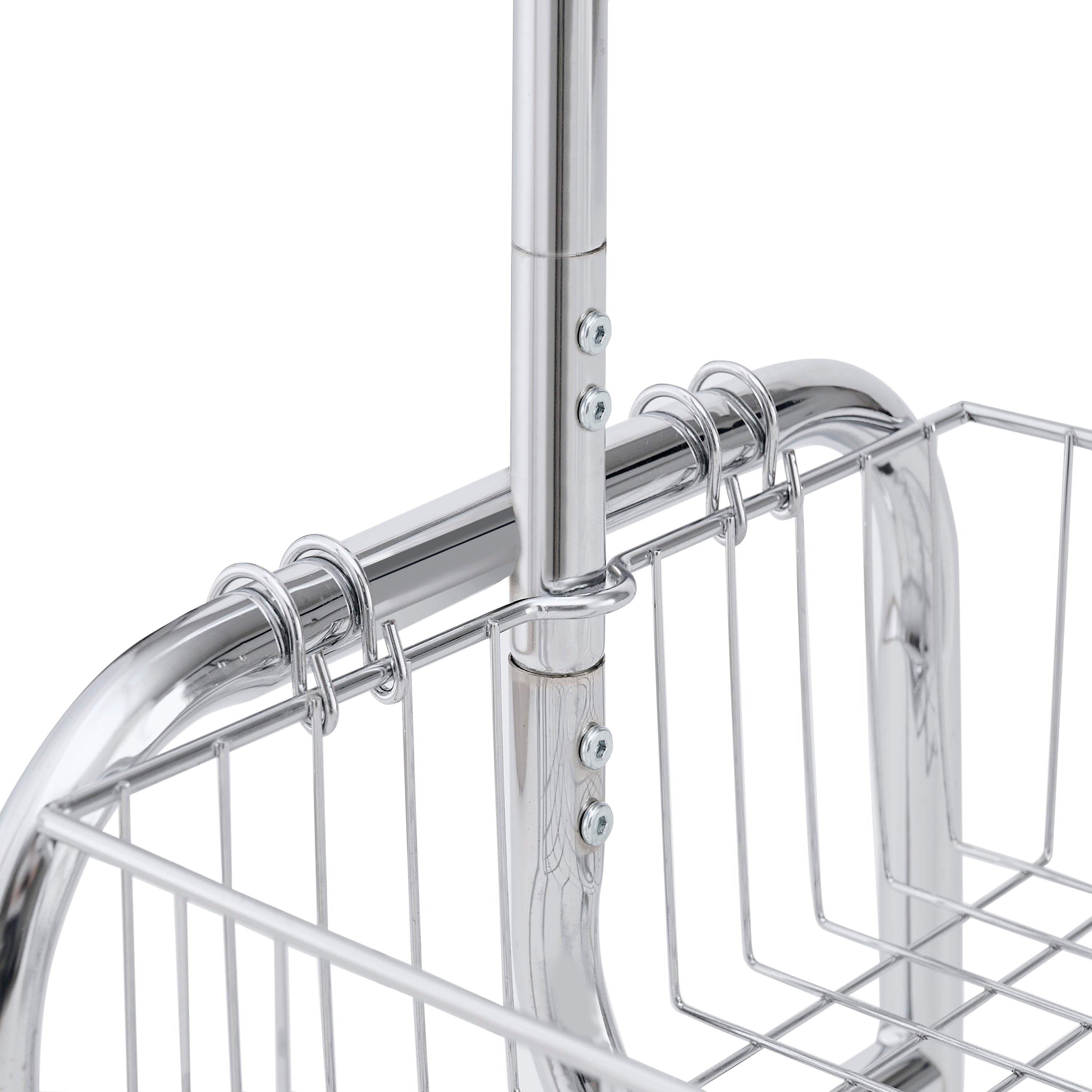Heavy Duty Silver Iron Garment Rack with Basket on Wheels, 47.24 x 15.75 x 66.93 Inches - Grand Goldman Shop