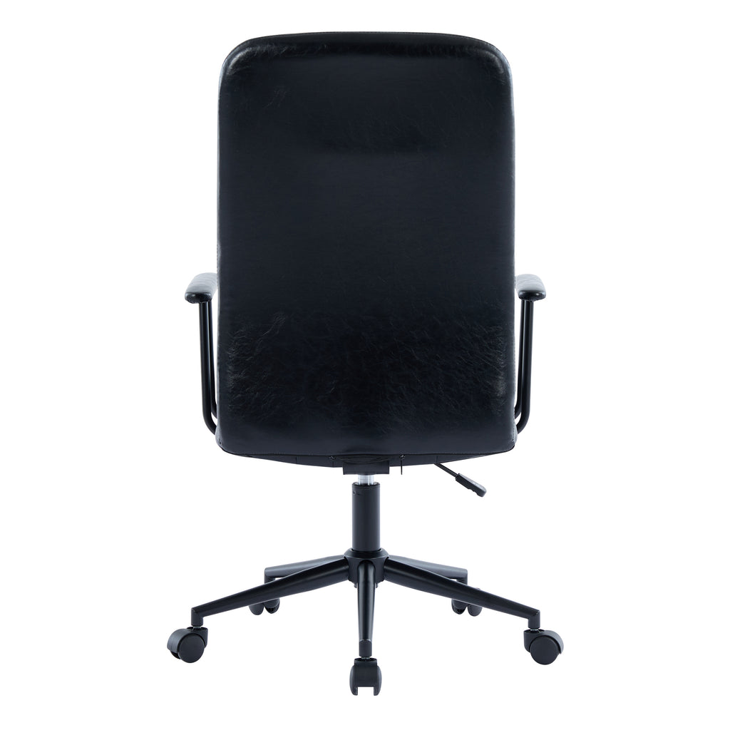 Antique black PU leather color office chair, with armrest, high backrest, soft foam seating, 360 degree swivel , up and down 