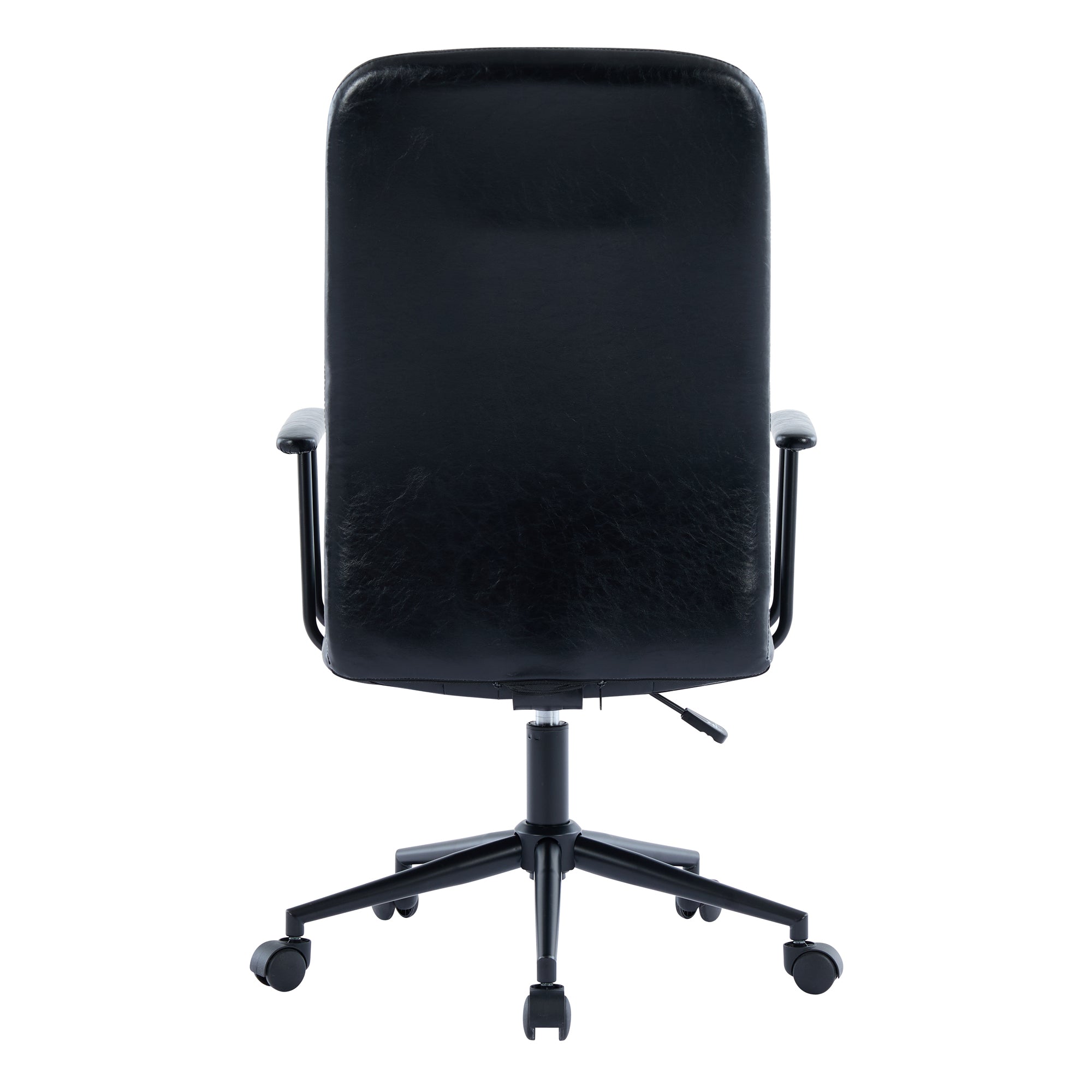 Antique black PU leather color office chair, with armrest, high backrest, soft foam seating, 360 degree swivel , up and down 
