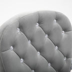 Velvet Home Office Chair, Button Tufted Desk Chair with Padded Armrests, Adjustable Height and Swivel Wheels, Gray - Grand Go