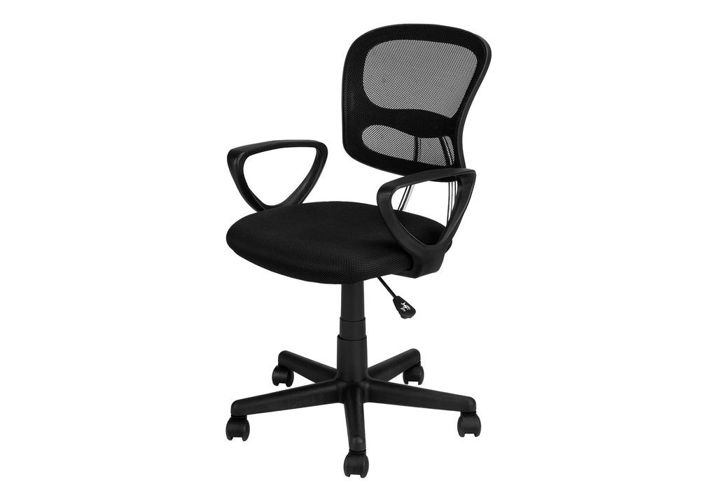 Office Chair, Adjustable Height, Swivel, Ergonomic, Armrests, Computer Desk, Work, Juvenile, Black Mesh, Black Metal, Contemp