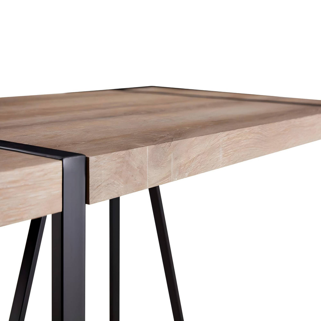 Modern Rustic Industrial 55' Dining Table with MDF Tabletop and Black Metal Legs for 4-6 Person - Grand Goldman Shop
