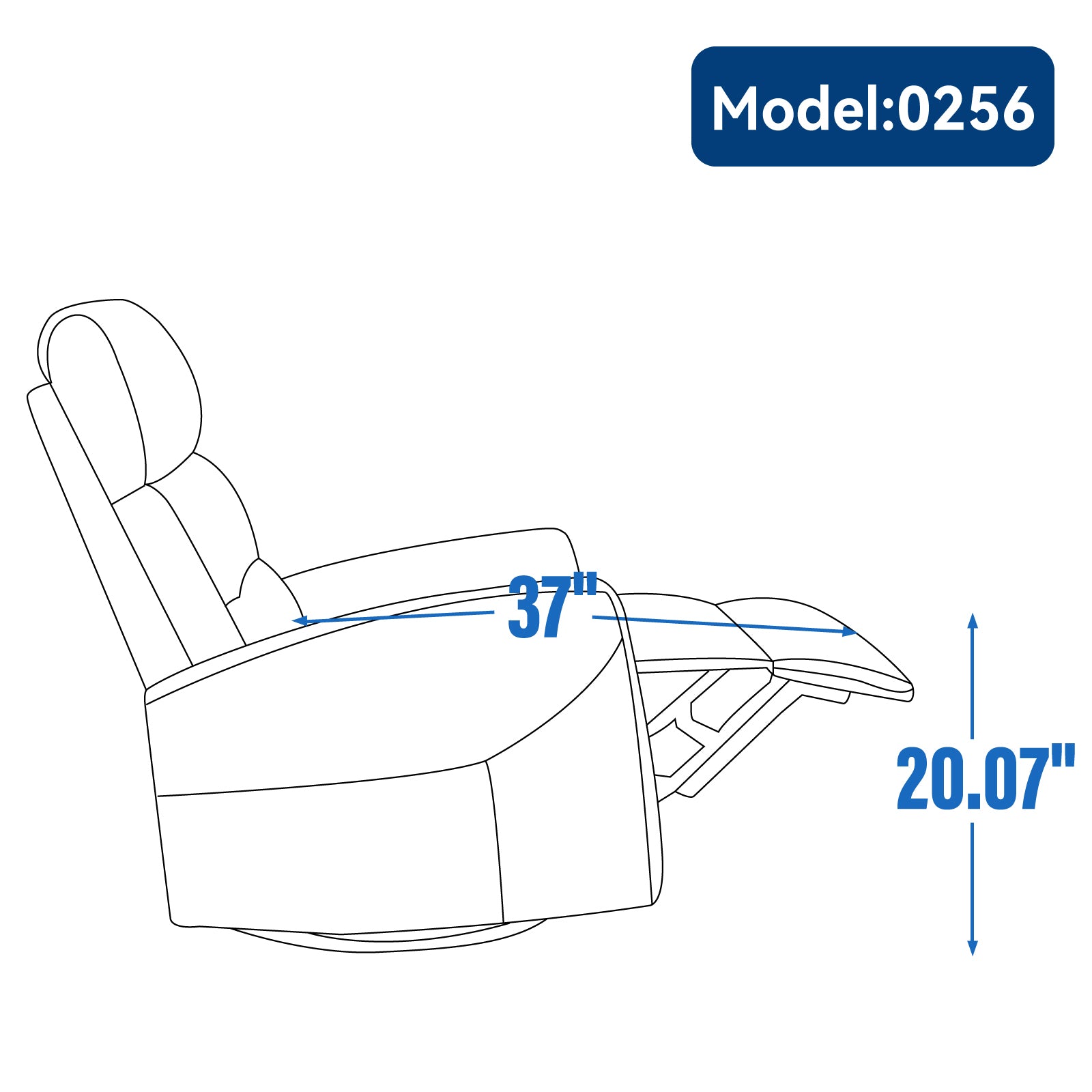 Manual Recliner Chair with Rocker and Swivel in Fabric for Living Room, Grey - Grand Goldman Shop