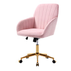 TY Ergonomic Office Chair, Baby Pink Velvet Adjustable Swivel Chair with Lumbar Support for Home Bedroom, Comfortable for Lon