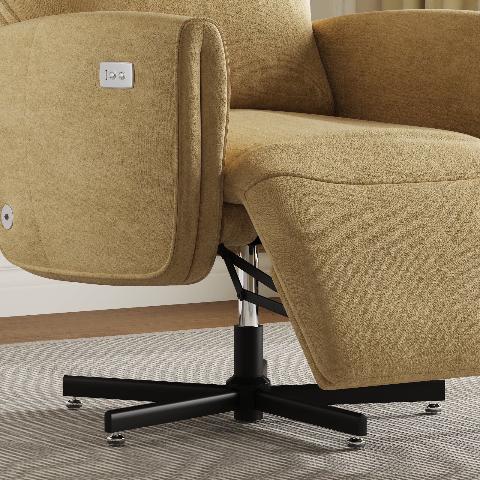 Power Swivel Recliner Chair, Electric Reclining with USB & Type-C Charging, 360° Swivel Velvet Upholstered Accent Chair, for 