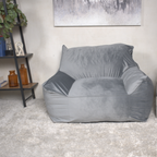 Allea Velveteen Bean Bag Chair with Armrests, Soft Grey Velvet, Cozy and Spacious - Grand Goldman Shop