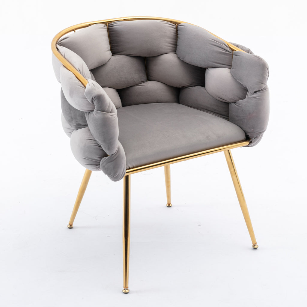 Luxury Modern Simple Leisure Velvet Single Sofa Chair Bedroom Lazy Person Household Dresser Stool Manicure Table Back Chair Gray - Grand Goldman Shop