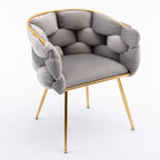 Luxury Modern Simple Leisure Velvet Single Sofa Chair Bedroom Lazy Person Household Dresser Stool Manicure Table Back Chair Gray - Grand Goldman Shop
