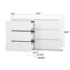 Modern White 6 Drawer Dresser, Wave Panel Drawer Fronts, Storage Cabinet, Versatile Chest of Drawers for Bedroom, Living Room - Sleek & Spacious Home Storage Solution - Grand Goldman Shop