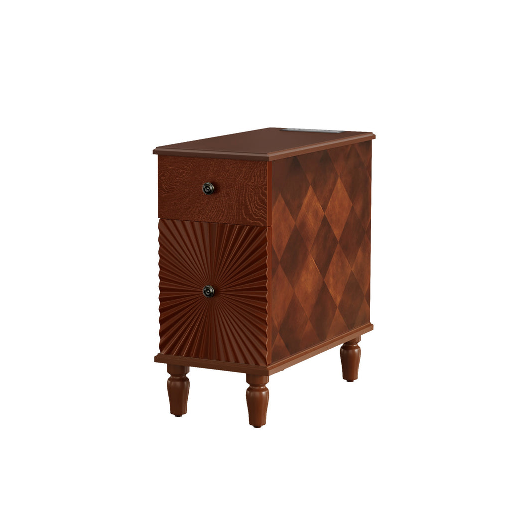 2 Drawer Modern Sofa Side Table, Narrow Side Table, Slim Nightstand for Living Room, Bedroom(Expect Arrival Date 2025/4/16) - Grand Goldman Shop