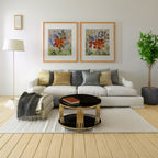 Modern Black Mirror Coffee Table, Asymmetrical Metal, Circular Metal Drum Base, Gold Finish & Lower Shelf - Grand Goldman Shop