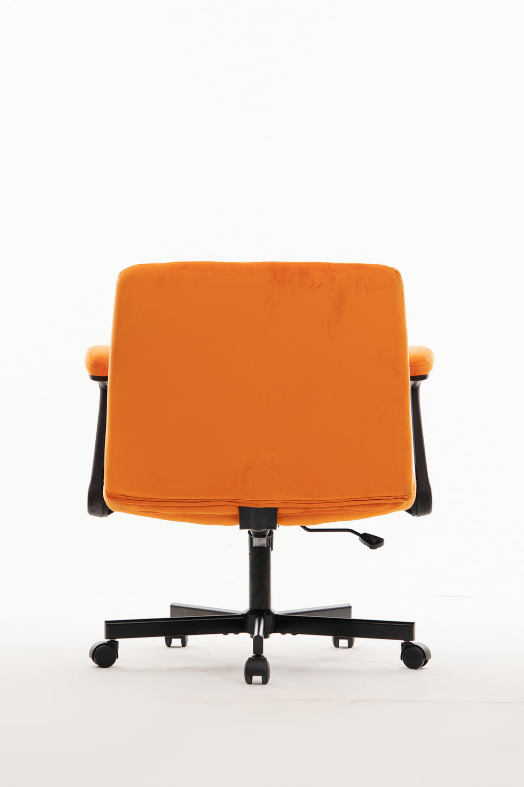 Orange Velvet Criss Cross Armrest Office Chair with Wheels - Stylish for Home Office, Gaming & Makeup - Grand Goldman