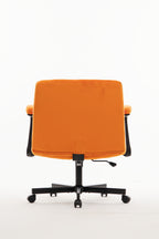 Orange Velvet Criss Cross Armrest Office Chair with Wheels - Stylish for Home Office, Gaming & Makeup - Grand Goldman