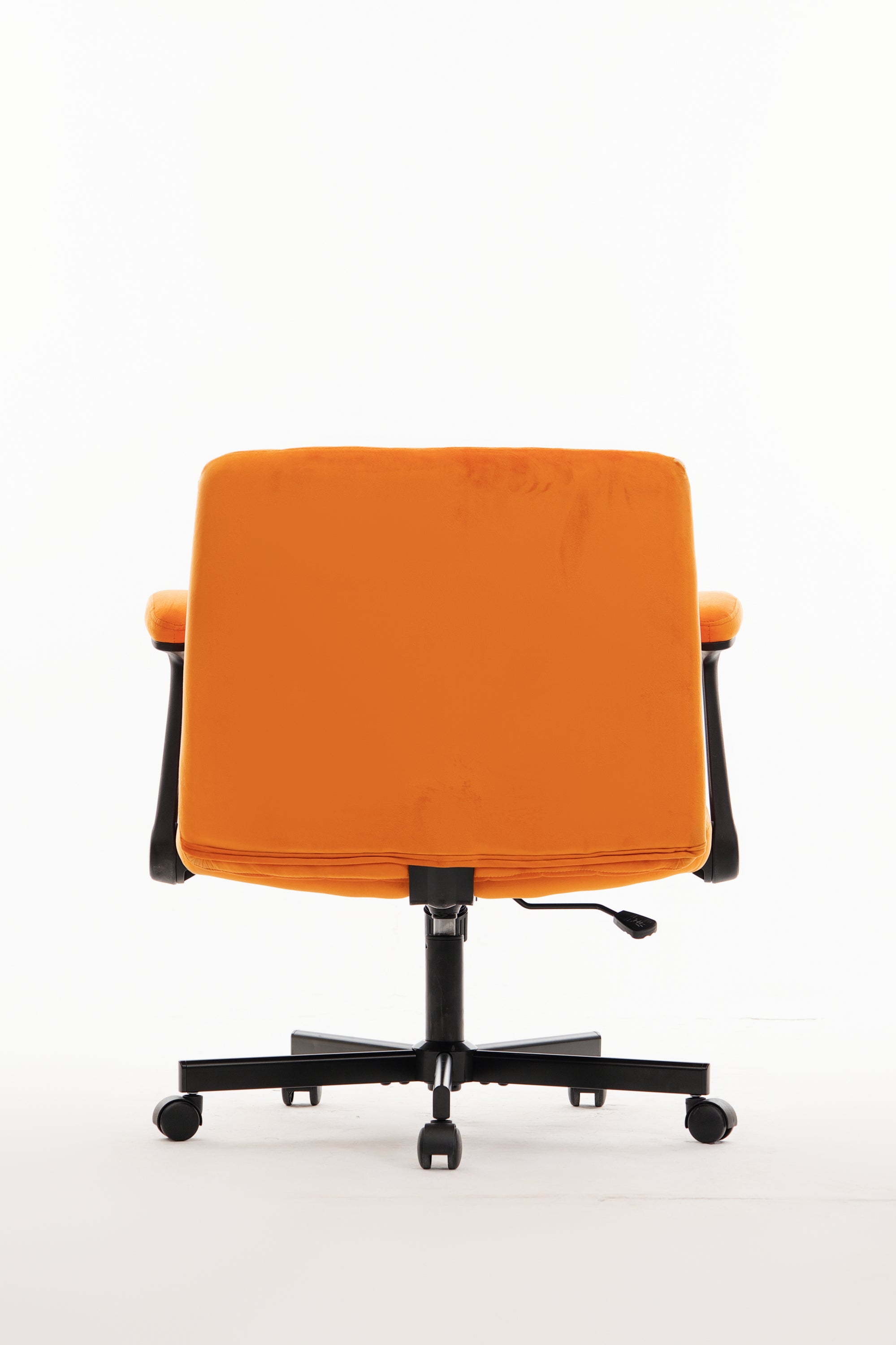 Orange Velvet Criss Cross Armrest Office Chair with Wheels - Stylish for Home Office, Gaming & Makeup - Grand Goldman