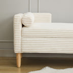 65.35'Wide Upholstered Flip-top Storage Accent Bed Bench, Corduroy Footrest Ottoman with Armrests&Backrest&2 Bolster Pillows Wood Legs for Living Room, End of Bed, Hallway, Entryway Bedroom. Ivory - Grand Goldman Shop