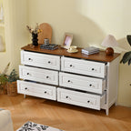 White Dresser for Bedroom, 6 Drawer Dresser with Wide Drawer and Metal Handles, White Dresser, Wood Dressers & Chests of Drawers for Hallway, Entryway. - Grand Goldman Shop