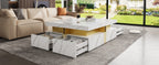 Modern White Square Storage Coffee Table with 4 Drawers - Grand Goldman Shop