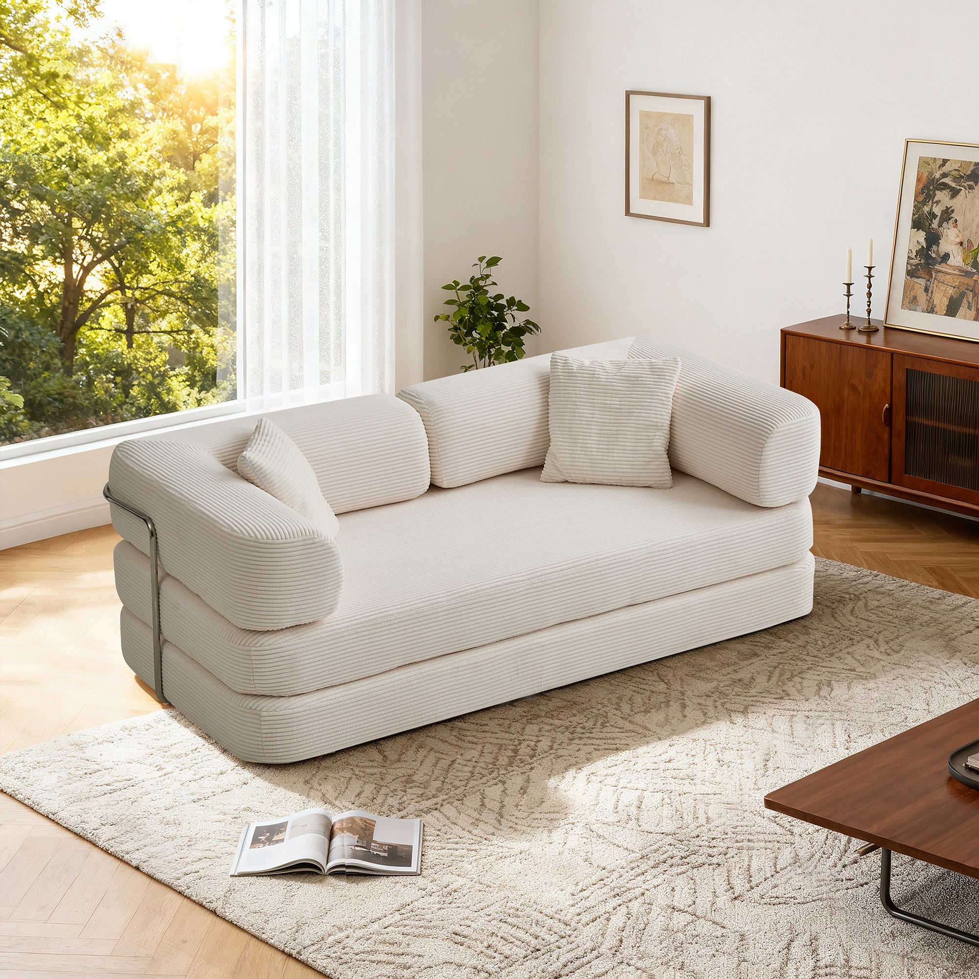Floor Couch,Compressed Sofa,Convertible Floor Sofa Bed with Convertible Blanket Pillow,Enhanced frame stability,Comfy Couch Lounge Sleeper Bed,for Living Room Bedroom - Grand Goldman Shop