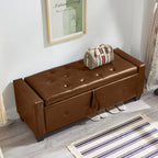 48' Ottoman Bench with Storage, Bench for Bedroom,Living Room,Hallway, Upholstered Tufted Faux Leather PU Ottoman Brown - Grand Goldman Shop