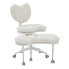 Meditation Chair Plus, Teddy Fleece Double-Layer Padding Cross Legged Rolling Chair for ADHD, Criss Cross Desk Chair with Lum