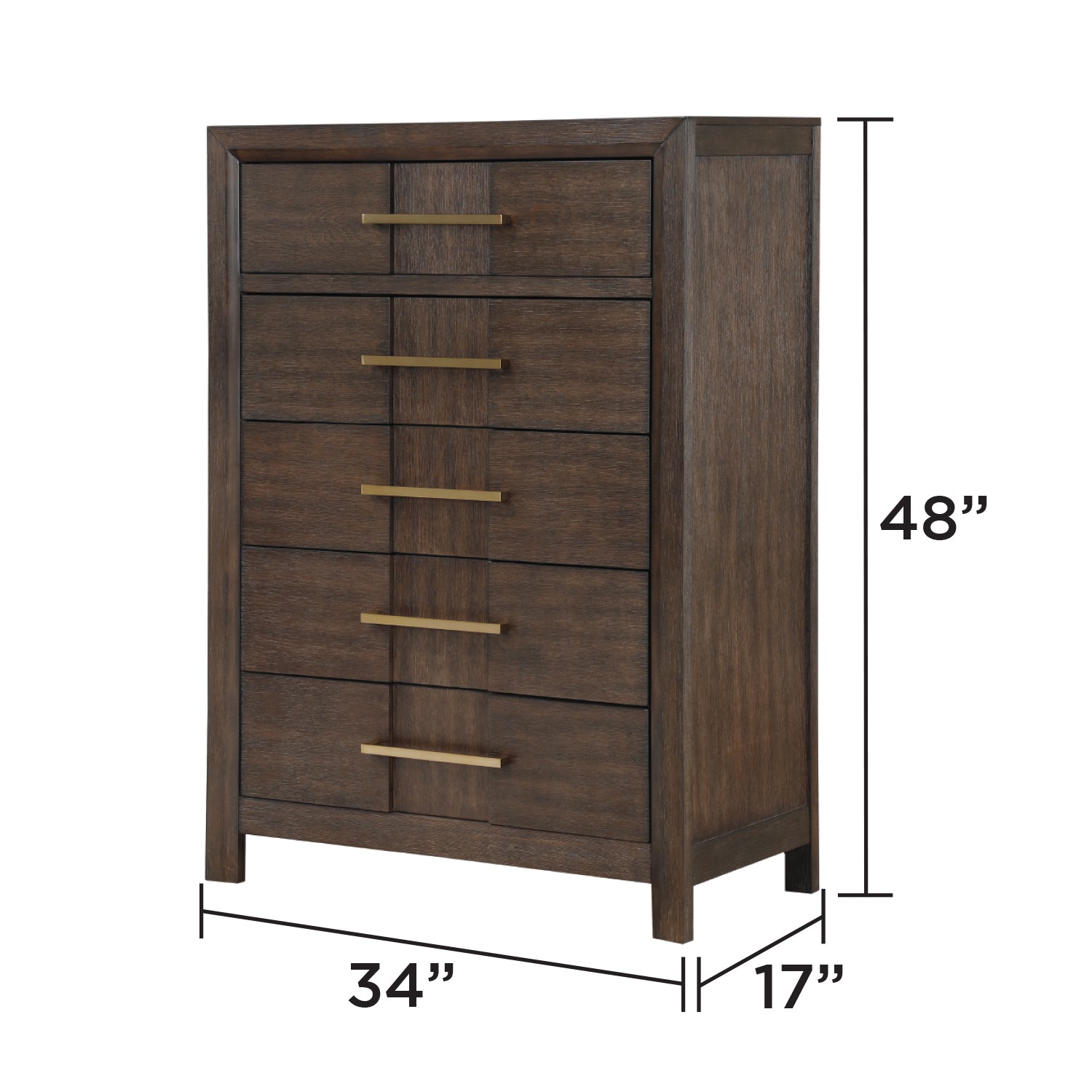 KENZO Modern King 5-Piece Storage Bedroom Set in Walnut Finish with LED Headboard, Bluetooth Speakers, USB Ports, Dresser, Mirror, Nightstand and Chest - Grand Goldman Shop
