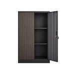 Black Metal Storage Cabinet with Locking Doors and Adjustable Shelf, Folding Filing Cabinet for Home Office, School, Garage, 