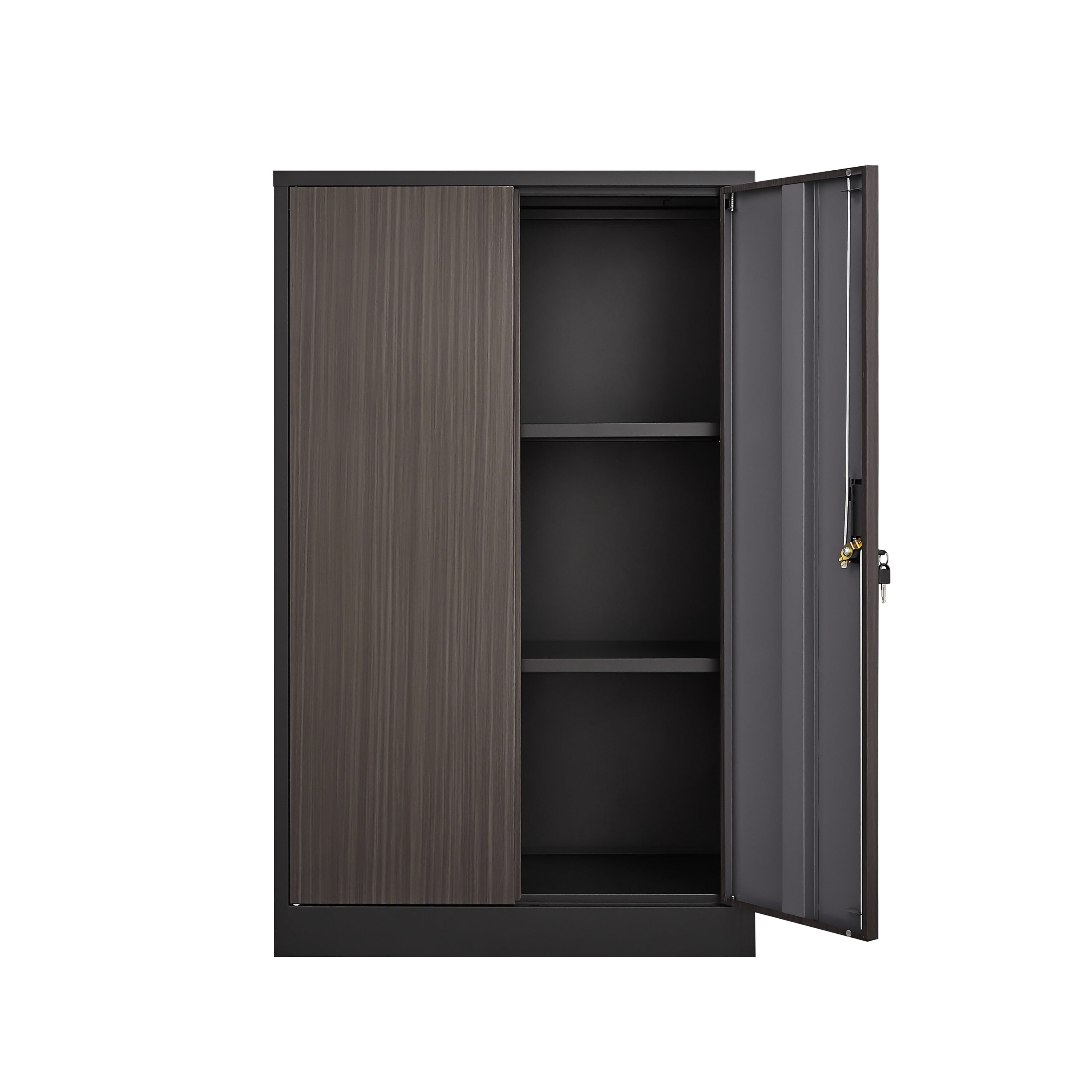 Black Metal Storage Cabinet with Locking Doors and Adjustable Shelf, Folding Filing Cabinet for Home Office, School, Garage, 