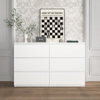 6 Drawer Storage Cabinet ,Dresser, Wood Storage Tower Clothes Organizer, Wide Chest of 6 Drawers, Large Storage Space for Bedroom, Hallway, Entryway Living Room White - Grand Goldman Shop