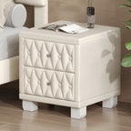 Elegant Velvet Nightstand with 2 Drawers and Crystal Handle, Storage Bedside Table with Button-Tufted, Beige - Grand Goldman Shop