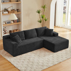 L-Shaped Cloud Sectional Sofa with Deep Seat,No Assembly Required,Modular Couches Sleeper for Living Room,Bedroom,Apartment,Black - Grand Goldman Shop