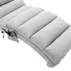 Light Grey Linen Massage Chaise Lounge Indoor with Remote Control, Ergonomic Electric Massage Lounger with 5 Modes - Grand Goldman Shop