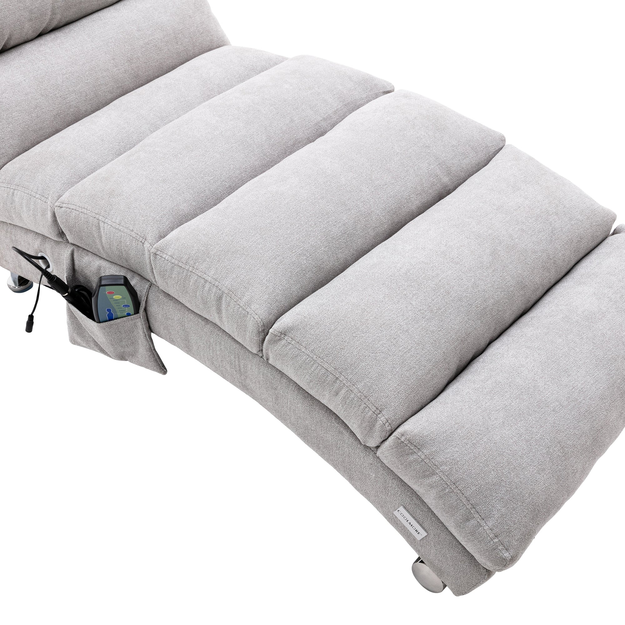 Light Grey Linen Massage Chaise Lounge Indoor with Remote Control, Ergonomic Electric Massage Lounger with 5 Modes - Grand Goldman Shop