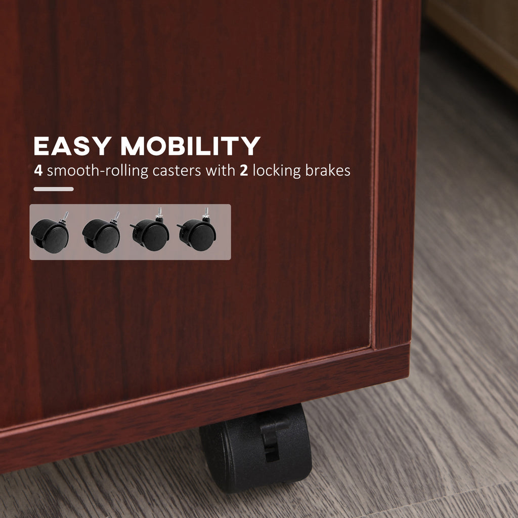 Mobile Storage Cabinet Organizer with Drawer and Cabinet, Printer Stand with Castors, Brown - Grand Goldman