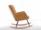 050-Teddy Fabric Rocking Gilder Nursery Chair For Living Room Indoor,Khaki - Grand Goldman Shop