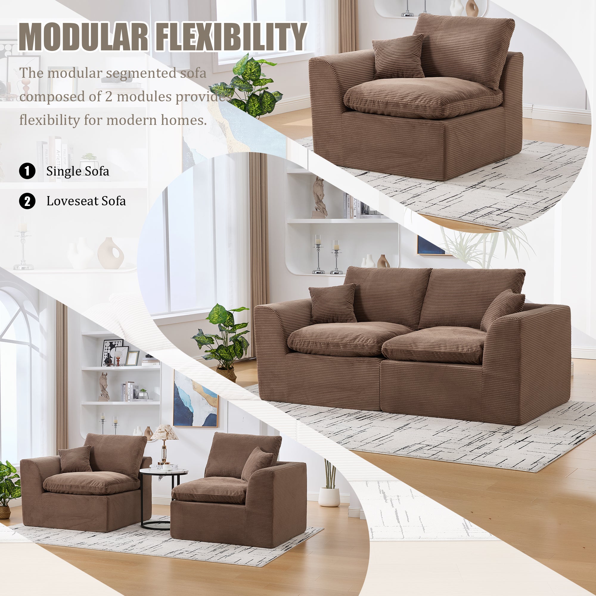 UNITED WE WIN Modular Sectional Sofa Cloud Couch,Comfy Cloud Modern Sofa,2 Seater with Cushion Covers Removable Furniture for Living Room Bedroom Apartments Dorms,No Assembly Required - Grand Goldman Shop
