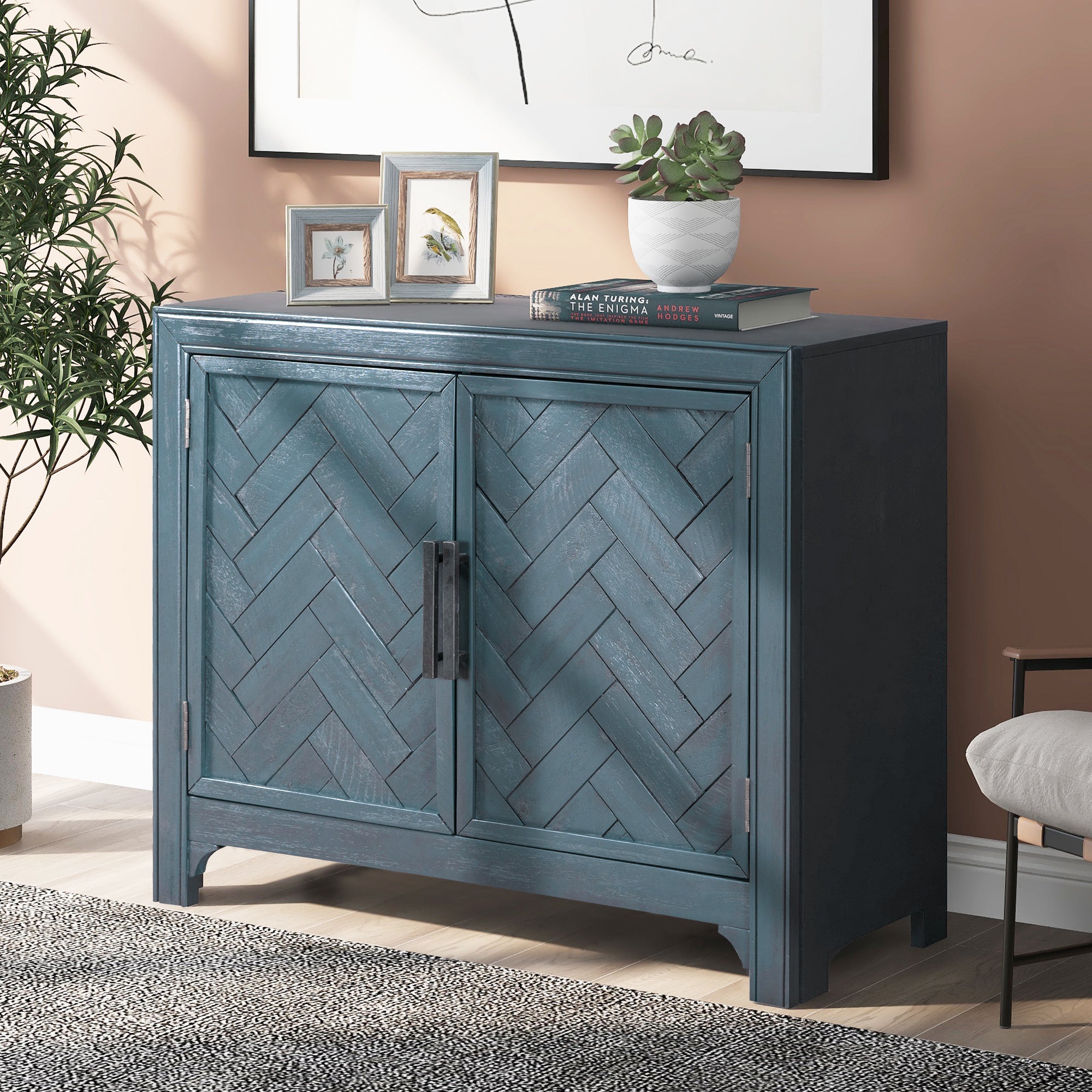 U_STYLE 40'' Modern Cabinets with Unique Design Doors with 1 Adjustable Shelves,Suitable for Multiple Rooms Such as Living Room and Study Room - Grand Goldman Shop