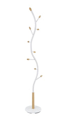 Arles Metal Whtie and Oak Standing Coat Rack - Grand Goldman Shop