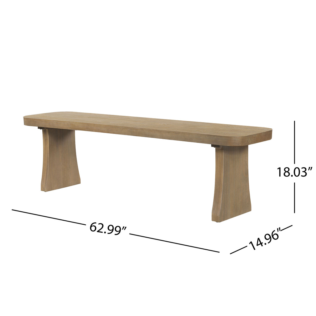 Indoor Pine Dining Bench, 62.9''L Solid Wood Seating, 350lbs Weight Capacity, Fits 3 People for Kitchen, Dining Room & Living Space - Grand Goldman Shop