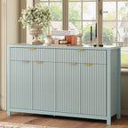 U_STYLE Modern 55.1'' Sideboard Buffet Cabinet with 2 Drawers & 4 Doors, Adjustable Shelves, Wave-Pattern Design, Aluminum Handles, Painted MDF, Scandinavian Storage for Dining Room, Living Room - Grand Goldman Shop