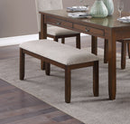 Dark Cherry Finish Wooden Frame 1pc Bench Chenille Upholstery Dining Furniture Kitchen Breakfast - Grand Goldman Shop