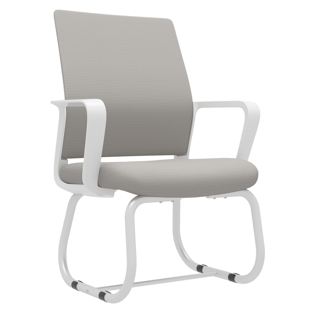 Minimalist Modern Office Chair with Metal Frame, Soft Mesh Backrest, White+Gray, for Home and Office Use | Premium Home Decor